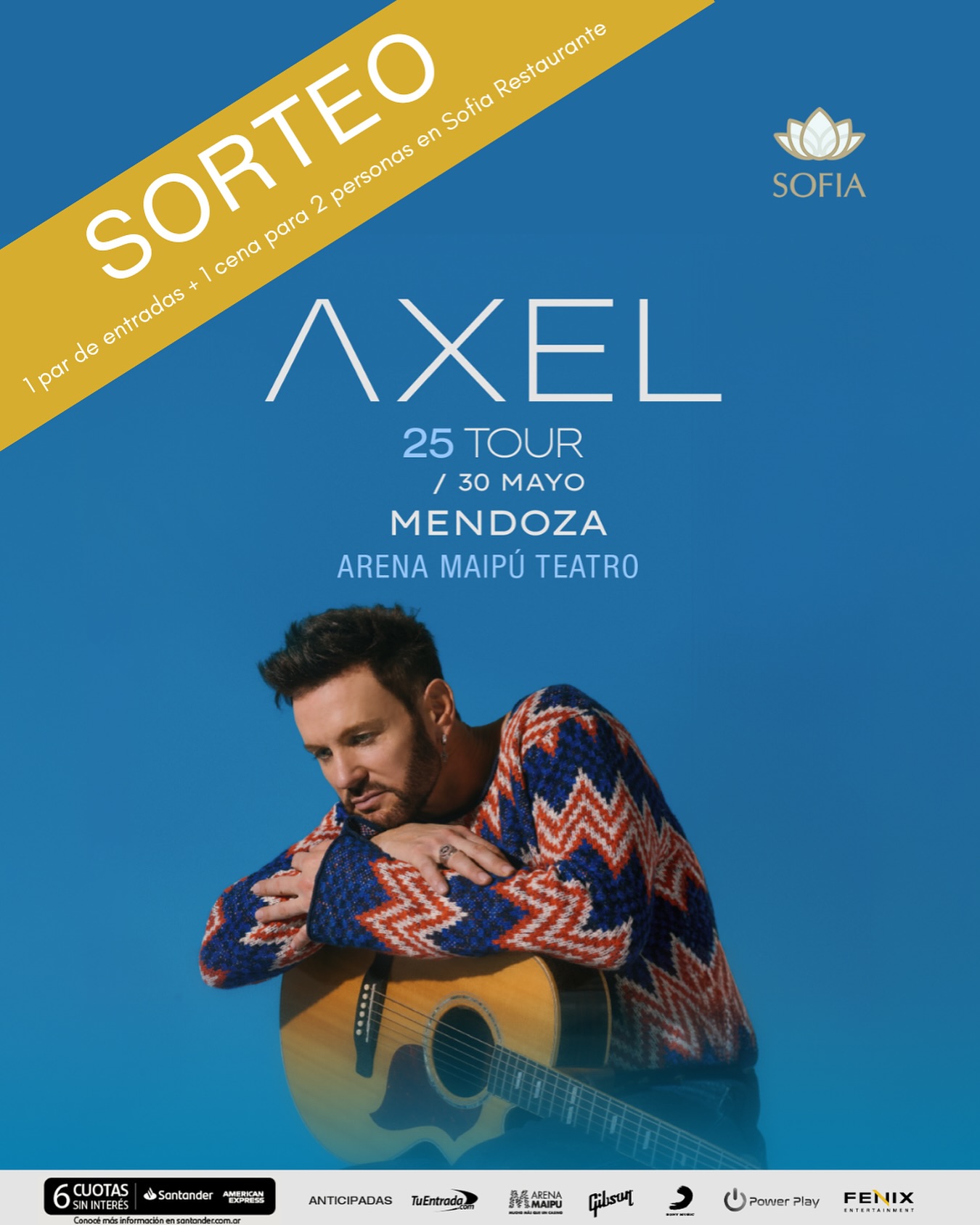 Ganá entradas para Axel + cena para dos en Sofía Restaurante