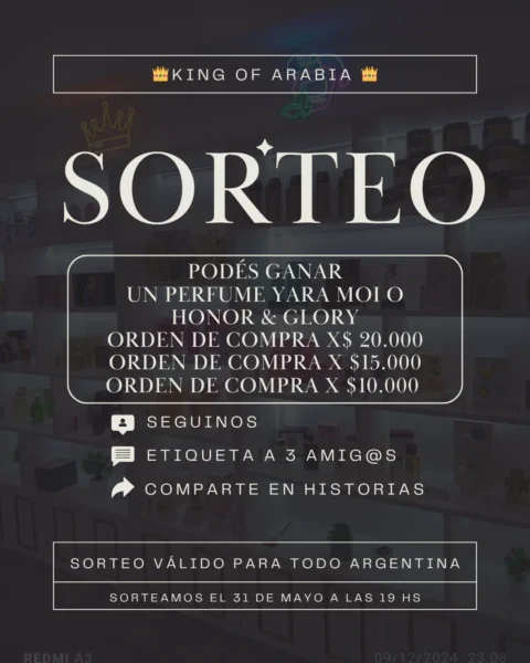 Sorteo aniversario de King of Arabia: Ganá perfumes y órdenes de compra increíbles
