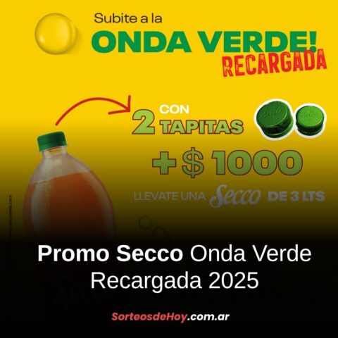 Promo Secco Onda Verde 2025: Canjeá 2 tapitas y $1000 por una gaseosa de 3 litros del sabor que elijas