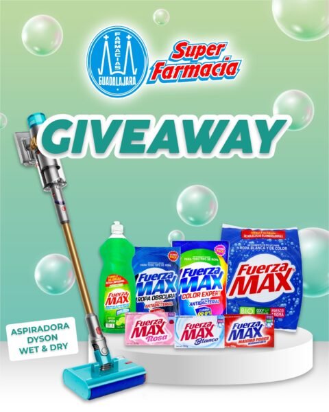 Giveaway Farmacias Guadalajara 2025: Gana una aspiradora Dyson y productos Fuerza Max (México)