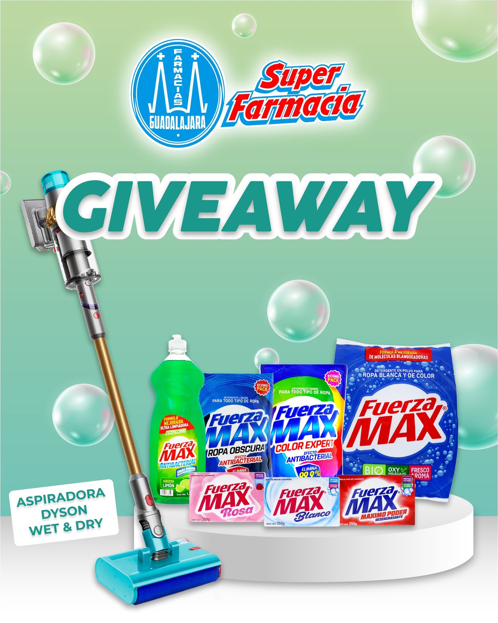 Giveaway Farmacias Guadalajara 2025: Gana una aspiradora Dyson y productos Fuerza Max (México)