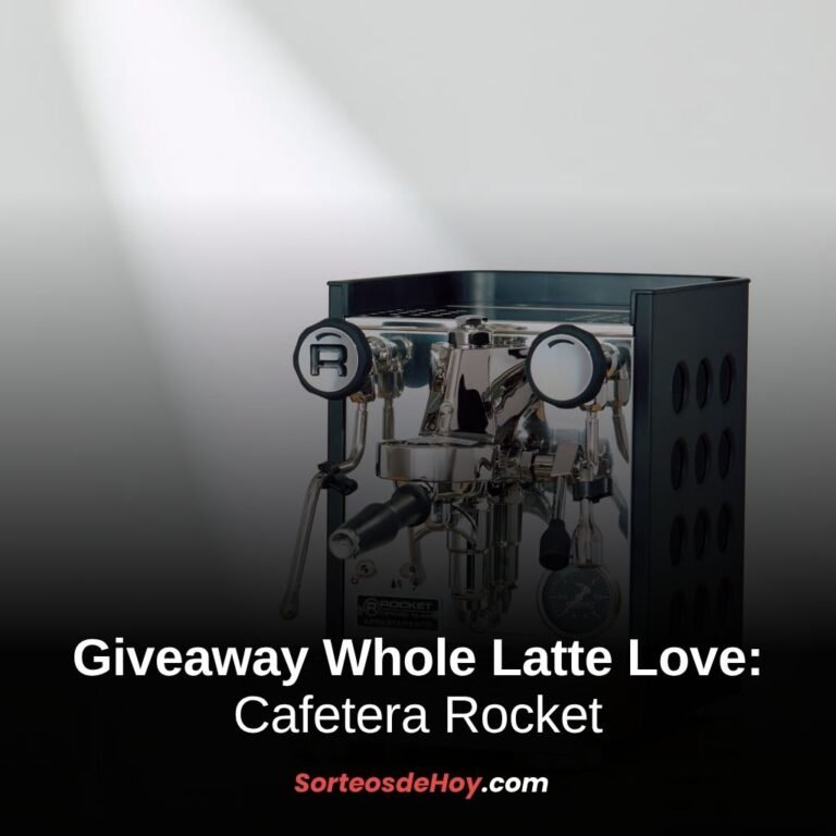 Imagen promocional del sorteo de julio 2025 con cafetera Rocket Espresso Appartamento TCA en negro ofrecida por Whole Latte Love en USA y Canadá.