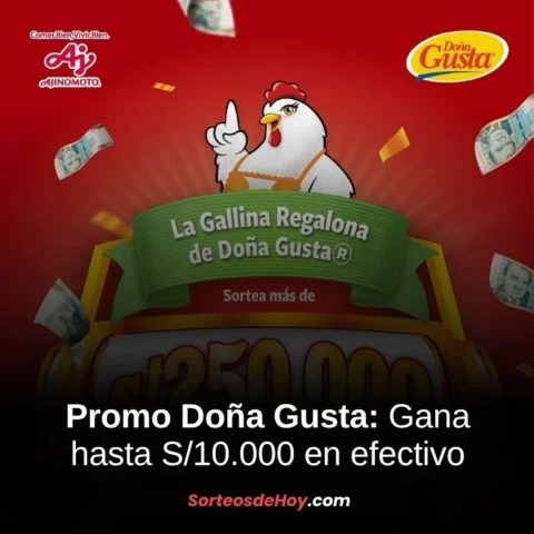 Imagen destacada de la promoción La Gallina Regalona 2025 de Doña Gusta, que sortea premios semanales en efectivo de hasta S/10.000.