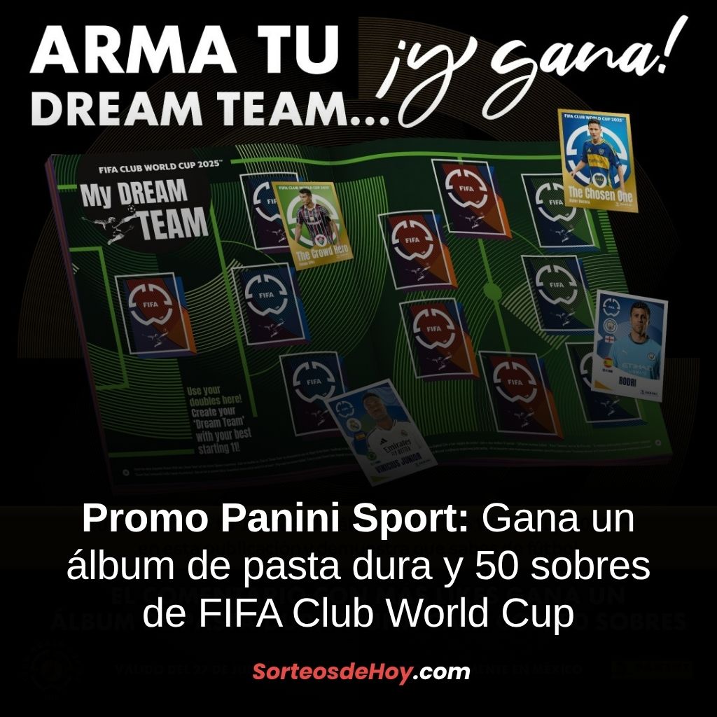 Promo Panini Sport 2025: Gana un álbum de pasta dura y 50 sobres de FIFA Club World Cup (México)